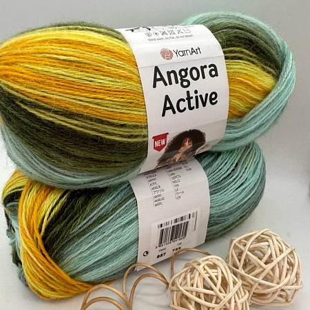 Пряжа Angora Active 857 жёлто - зелёный