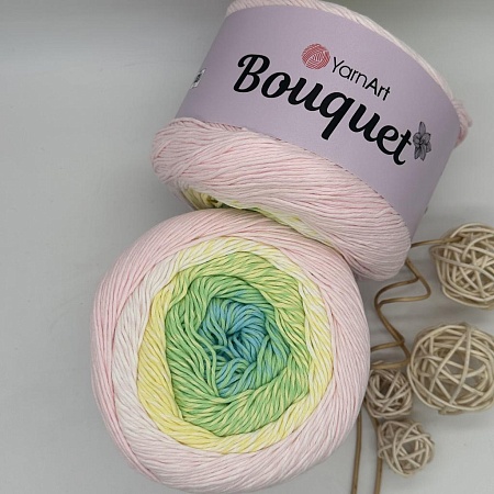 Пряжа Yarn art Bouquet 706 нежноголубо-зелень-жёлто-розовый