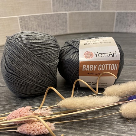 Пряжа Baby Cotton 454 тем серый