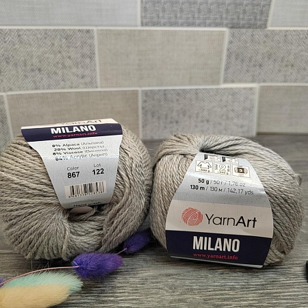 Пряжа Milano 867 серый