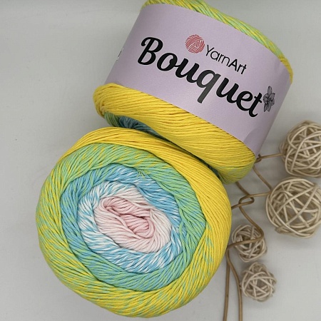 Пряжа Yarn art Bouquet 703 нежнорозово-голубо-зелень-жёлтый