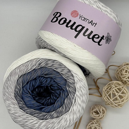 Пряжа Yarn art Bouquet 701 т.син-джинс-серо-белый
