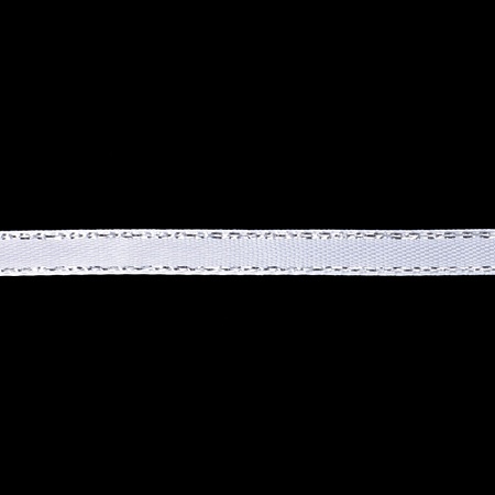 Ленты RB-011 Лента атласная односторонняя 6 мм с серебряной нитью (001 белый) Цена указана за 10 см