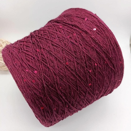 Пряжа в бобинах Silver бордо, люрекс, пайетки. Цена указана за 10гр