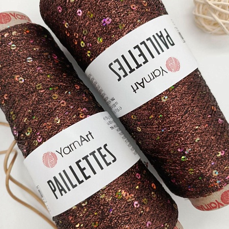 Пряжа YarnArt Paillettes пайетки с люрексом 8007 шоколадный
