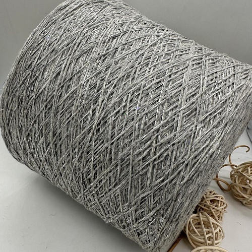 Пряжа в бобинах Susanna 5700 св серый меланж и люрекс. Цена указана за 10гр