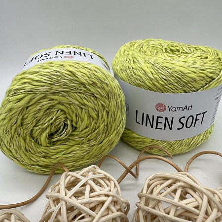 Пряжа Linen Soft лен, вискоза, хлопок 7311 салат