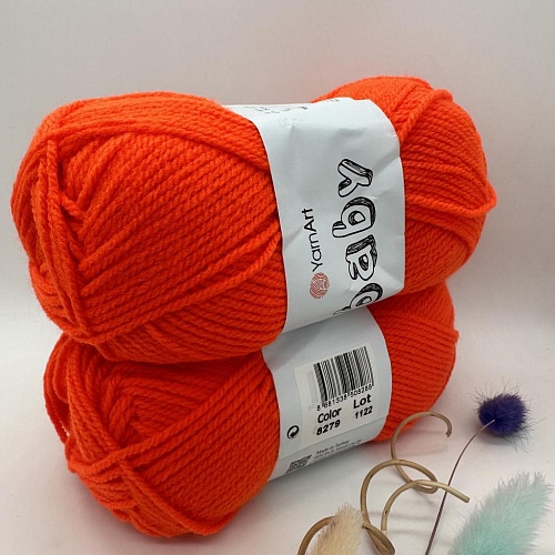 Пряжа Yarn Art Baby (бэби) 8279 неоновый оранж