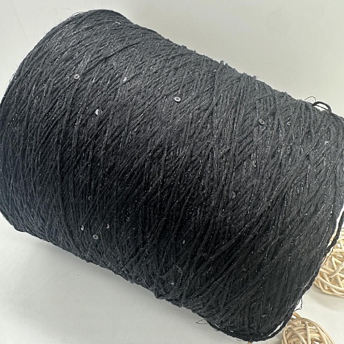 Пряжа в бобинах Silver ChP черный, пайетки +люрекс. Цена указана за 10гр