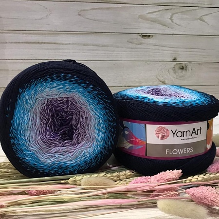 Пряжа YarnArt Flowers 254 Т.СИН.ГОЛУБ.ФИОЛЕТ