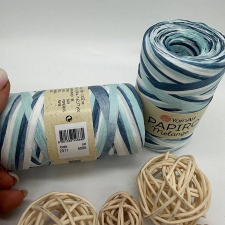 Пряжа для вязания рафия Papiro Melange 2311