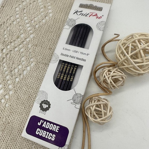 Спицы для вязания Спицы чулочные Jadore Cubics 15 cm №5.0 ламинированная береза, лавандовый, 5шт в упаковке