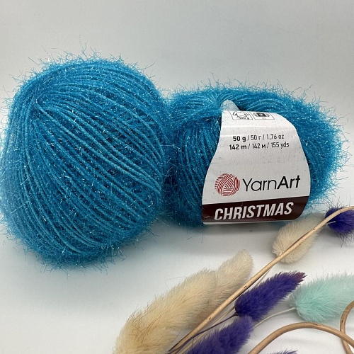 Пряжа Christmas 04 голубая бирюза