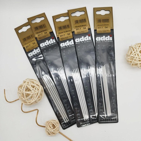 Спицы для вязания Спицы для вязания Addi 201-7 чулочные алюминиевые 5 шт. 2.5 мм, 10 см