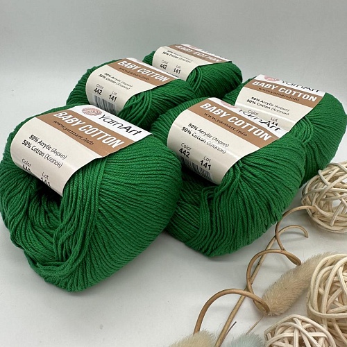 Пряжа YA Baby Cotton 442 зеленый