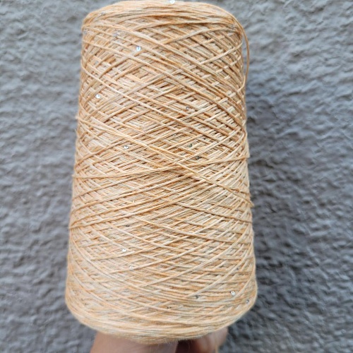 Пряжа в бобинах Lino 4000 с пайетками горячий песок. Цена за 10гр