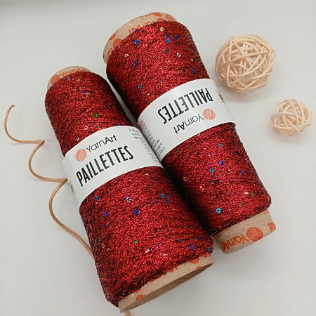 Пряжа Paillettes пайетки с люрексом 8006 бордо
