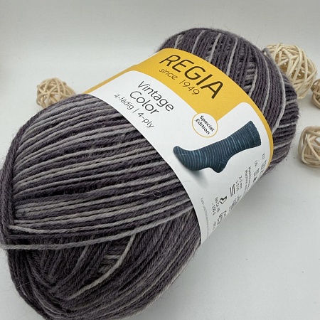 Пряжа Regia Vintage Color /Винтаж Колор/ 02859, lavendel color (цвет лаваны), белый/фиолетовый)