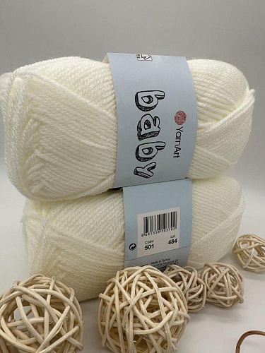 Пряжа Yarn Art Baby (бэби) 501 белый