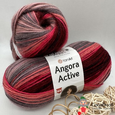 Пряжа Angora Active 841 бордово - розово - серый