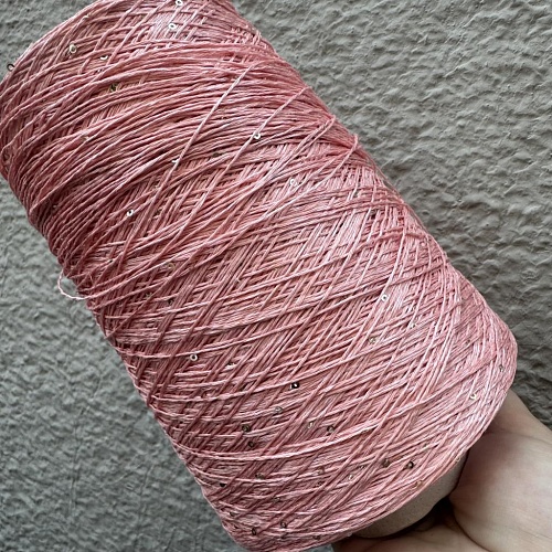 Пряжа в бобинах Festival (лен, шелк, пайетки) 1194 розовый фламинго