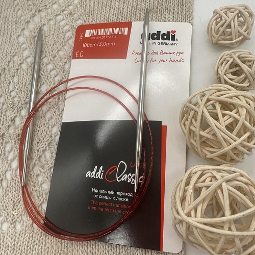 Спицы Спицы Addi c удлиненным кончиком для тонкой пряжи 100см / 3,0мм