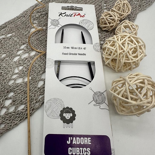 Спицы для вязания Спицы круговые Jadore Cubics 100 cm №3.5 ламинированная береза, лавандовый