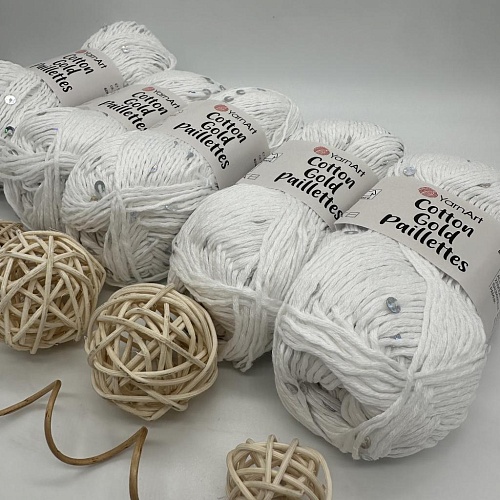 Пряжа Cotton Gold Pailletes 7102