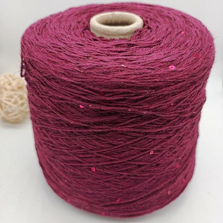 Пряжа в бобинах Silver бордо, люрекс, пайетки. Цена указана за 10гр