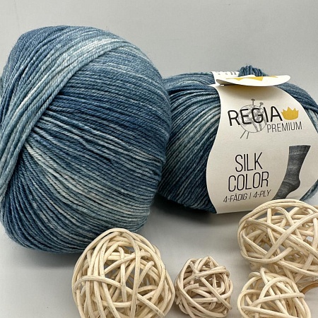Пряжа Regia Silk Color 65 голубой / синий