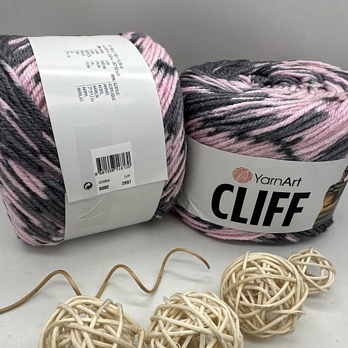 Пряжа Cliff 8302 розово - серый