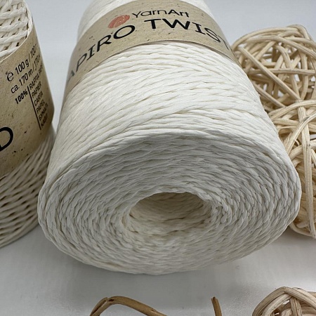 Пряжа Пряжа для вязания рафия крученая Papiro Twisted 1311 молочный
