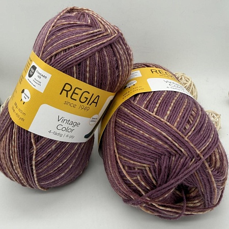 Пряжа Regia Vintage Color /Винтаж Колор/ 02860, radicchio color (цвет радиккио), белый/бордовый)