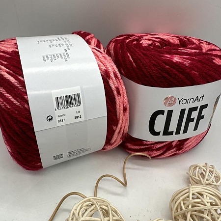 Пряжа Cliff 8317 яркий красный