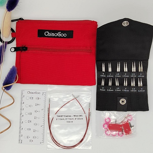 Спицы для вязания Набор ультратонких съемных спиц 5 и 8 см (металл) Twist shorties set ChiaoGoo