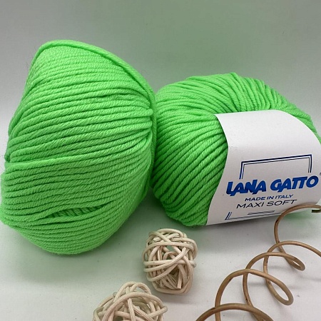 Пряжа Maxi soft 14474 зеленый неон