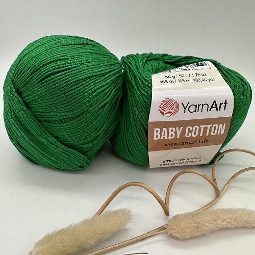 Пряжа YA Baby Cotton 442 зеленый