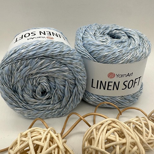 Пряжа Linen Soft лен, вискоза, хлопок 7319 туманное утро