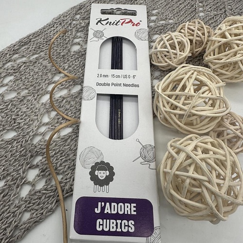 Спицы для вязания Спицы чулочные Jadore Cubics 15 cm №2.0 ламинированная береза, лавандовый, 5шт в упаковке