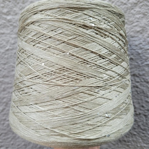 Пряжа в бобинах Lino 4000 с пайетками полынь. Цена за 10гр
