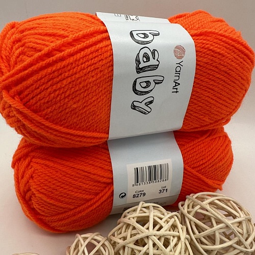 Пряжа Yarn Art Baby (бэби) 8279 неоновый оранж