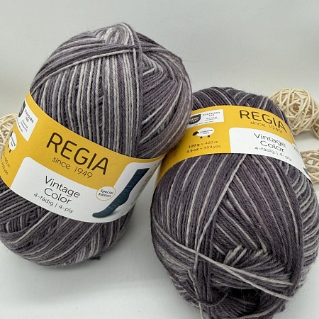 Пряжа Regia Vintage Color /Винтаж Колор/ 02859, lavendel color (цвет лаваны), белый/фиолетовый)