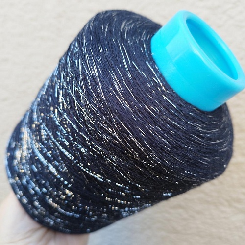 Пряжа в бобинах T.O.T Neon 13.000 черный с серебром