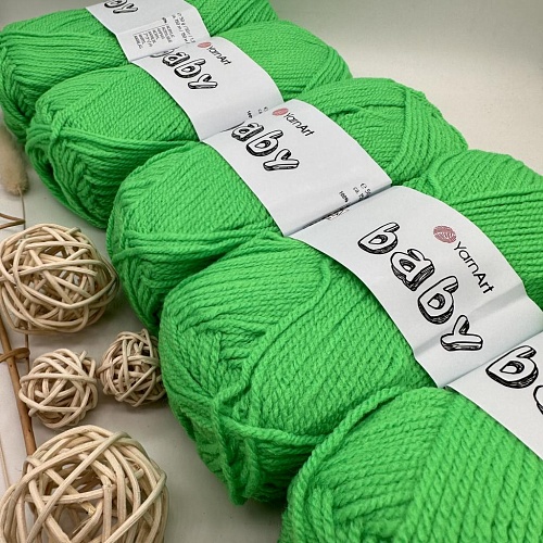Пряжа Yarn Art Baby (бэби) 8233 зелёный неон