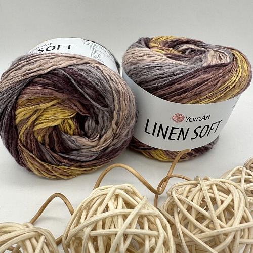 Пряжа Linen Soft лен, вискоза, хлопок 7415 анютины глазки