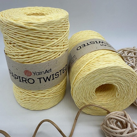 Пряжа Пряжа для вязания рафия крученая Papiro Twisted 1313 желтый