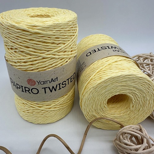 Пряжа Пряжа для вязания рафия крученая Papiro Twisted 1313 желтый