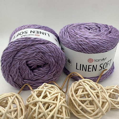 Пряжа Linen Soft лен, вискоза, хлопок 7325 цветущая сирень