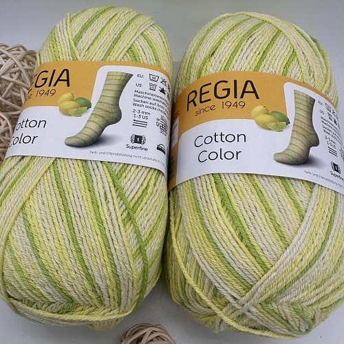 Пряжа Regia Cotton Color 02424 Tutti Frutti лимон