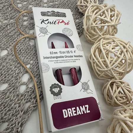 Спицы для вязания Спицы съемные укороченные Dreamz 10см №6,0мм/ламинированная береза, конфетно-розовый, 2шт в упаковке